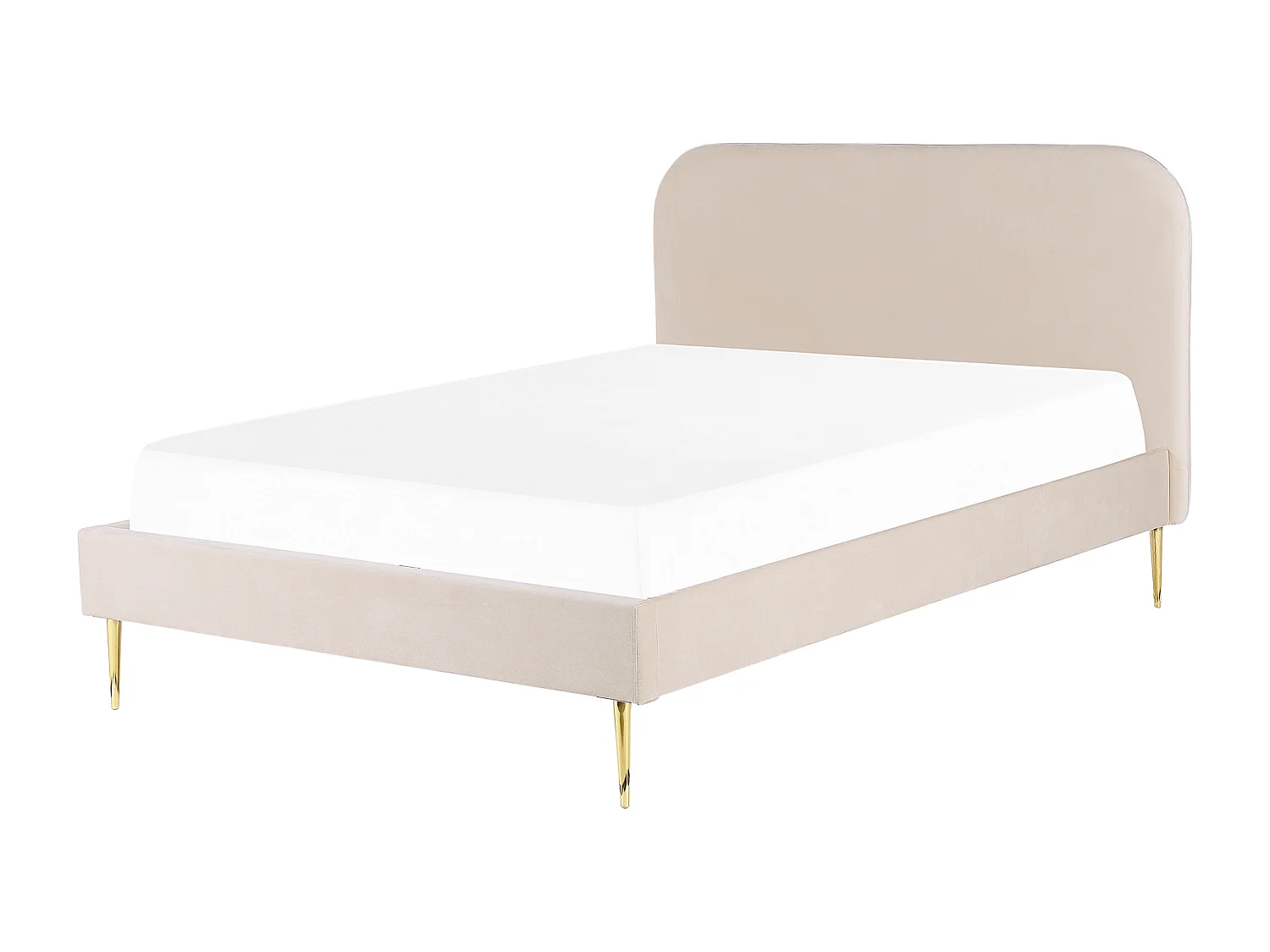Lit avec sommier Velours FLAYAT 140 x 200 cm Beige clair