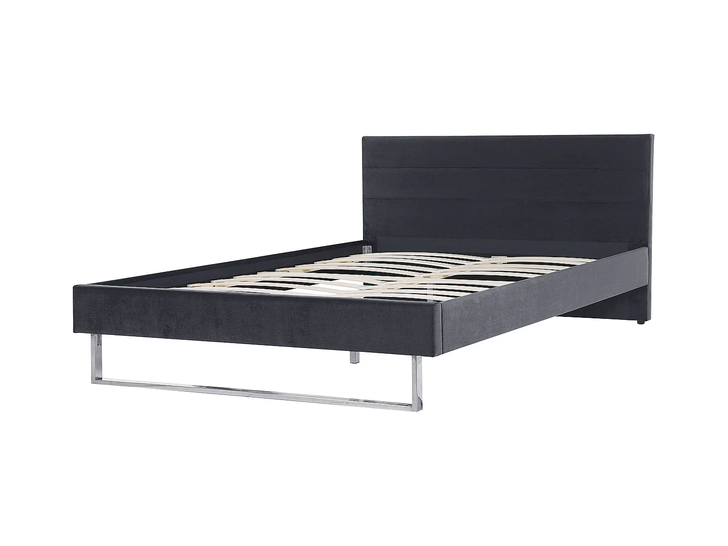Elegantes Doppelbett aus hochwertigem Samtstoff grau 160x200 cm Bellou