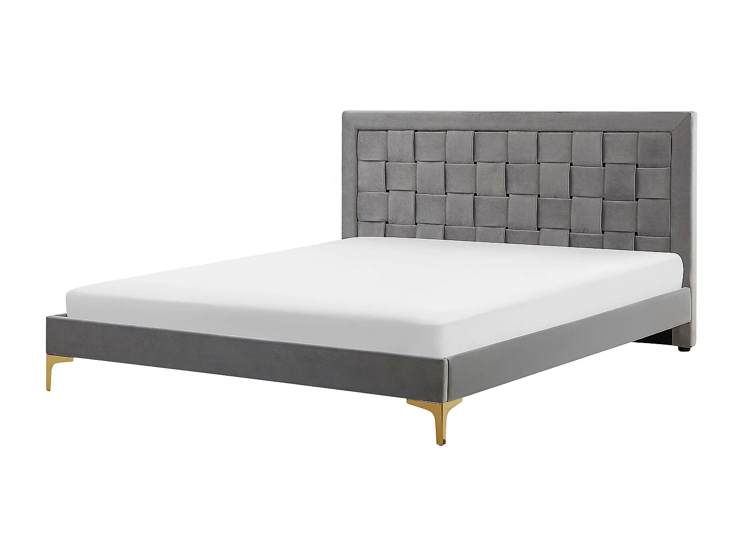 Lit avec sommier Velours LIMOUX 180 x 200 cm Gris