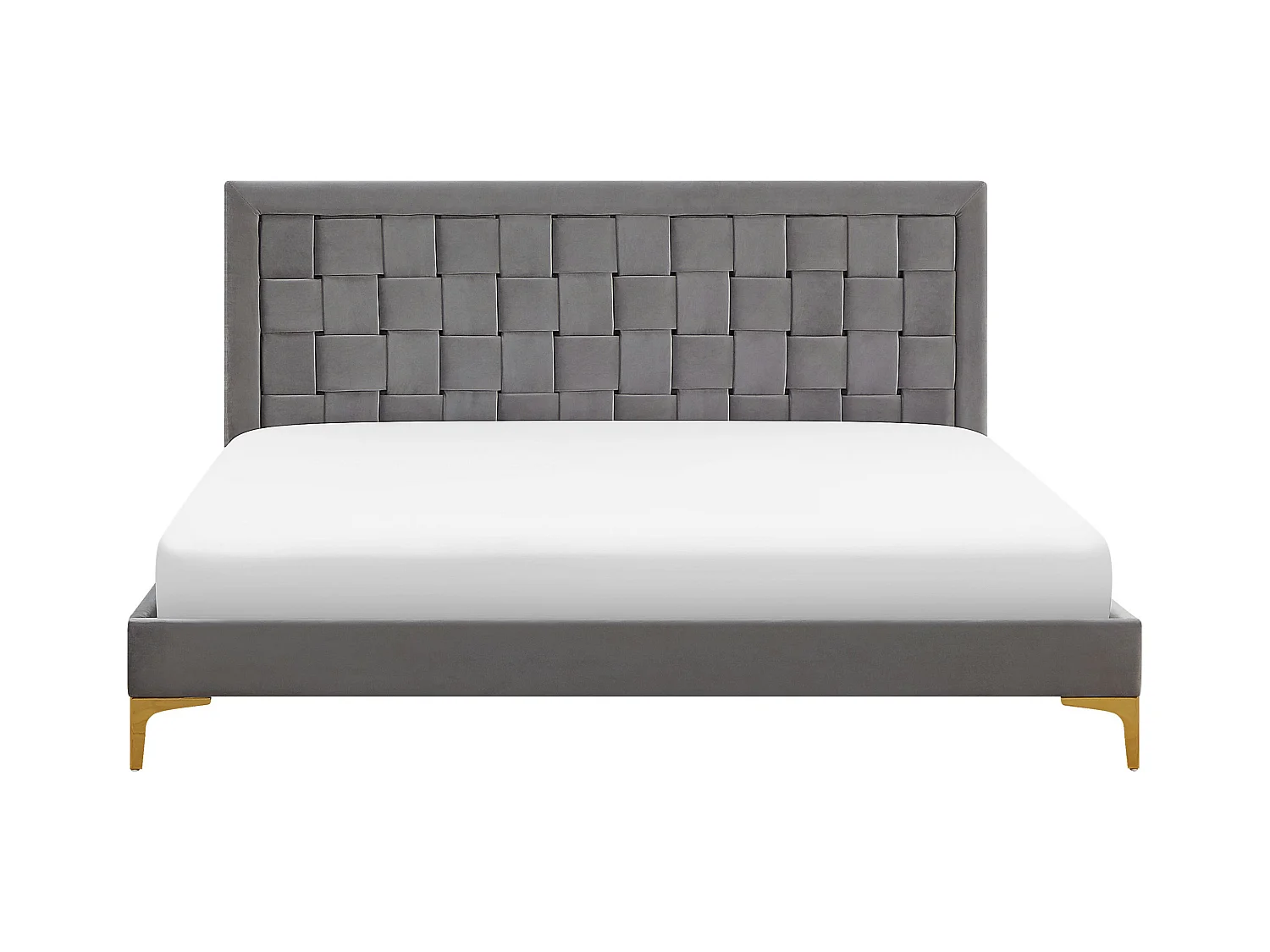 Lit avec sommier Velours LIMOUX 180 x 200 cm Gris