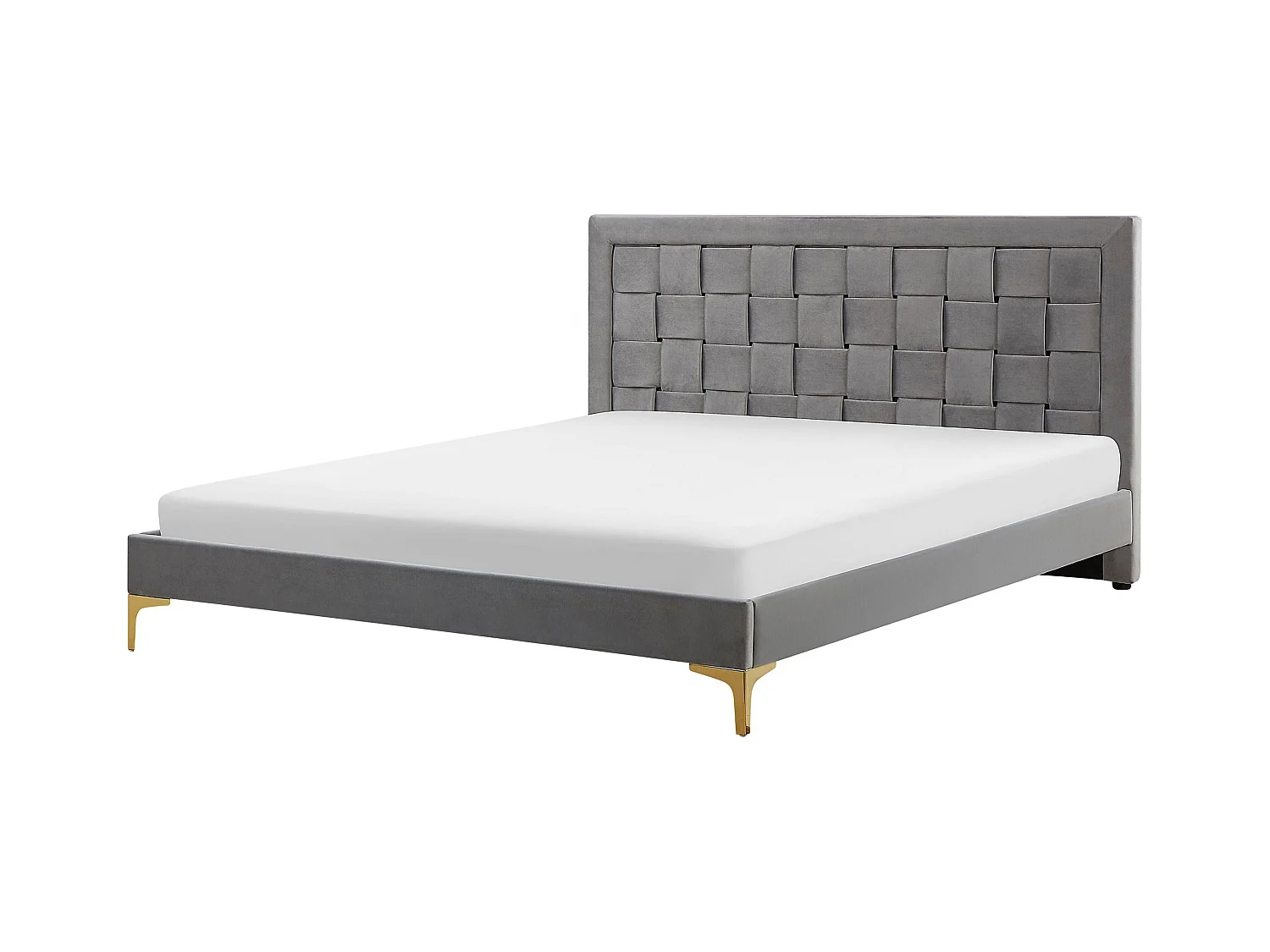Lit avec sommier Velours LIMOUX 180 x 200 cm Gris