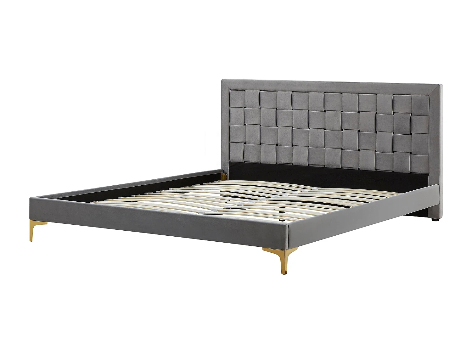 Bed Fluweel LIMOUX 180 x 200 cm Grijs