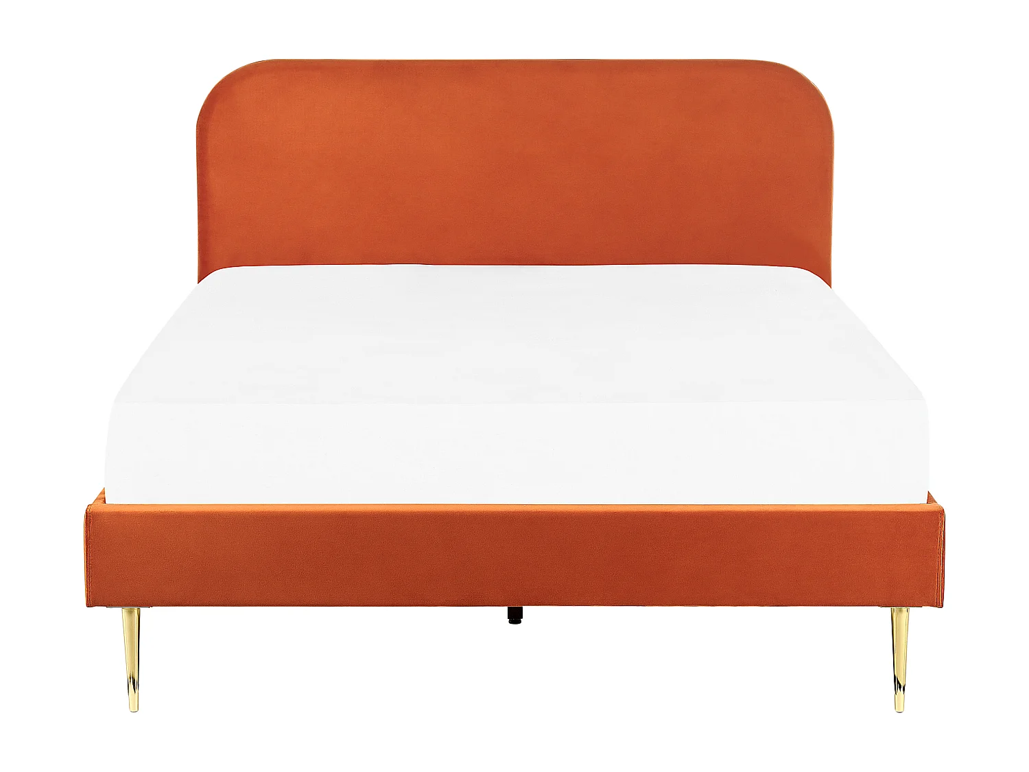 Polsterbett Samtstoff orange mit Lattenrost 160 x 200 cm Metallfüße gold Flayat