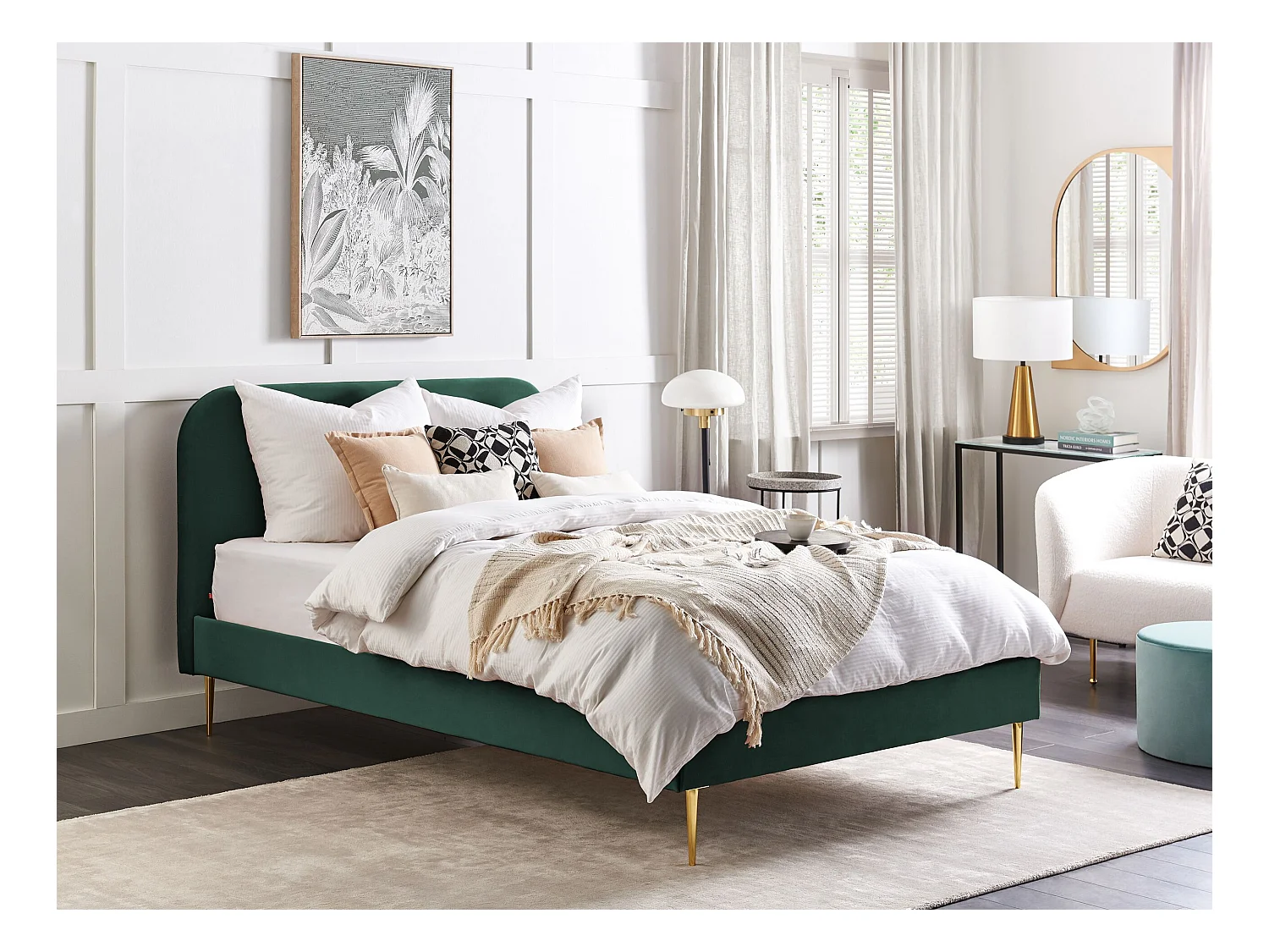 Lit avec sommier Velours FLAYAT 140 x 200 cm Vert émeraude