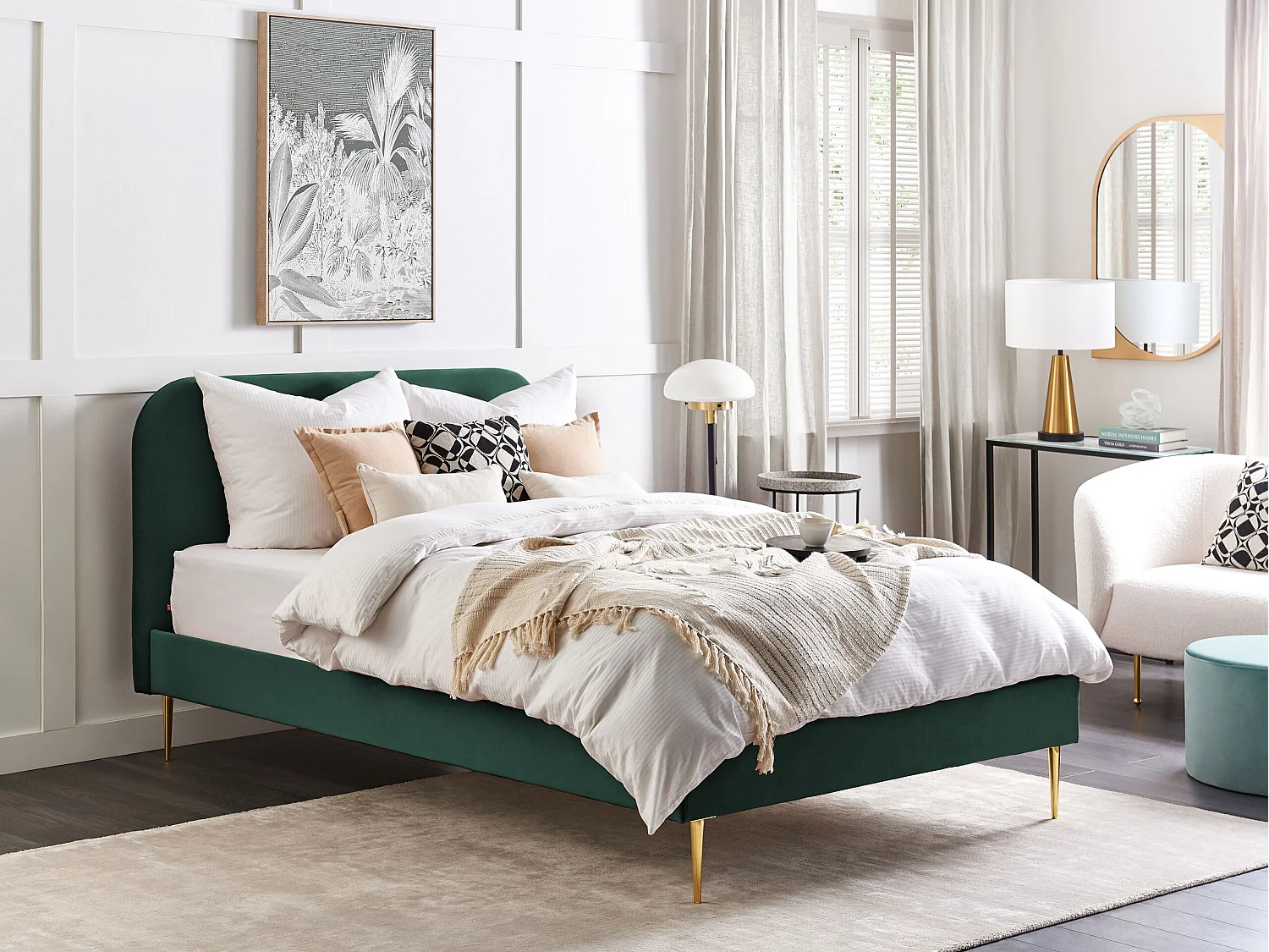 Bett mit Lattenrost Samtstoff FLAYAT 140 x 200 cm Smaragdgrün