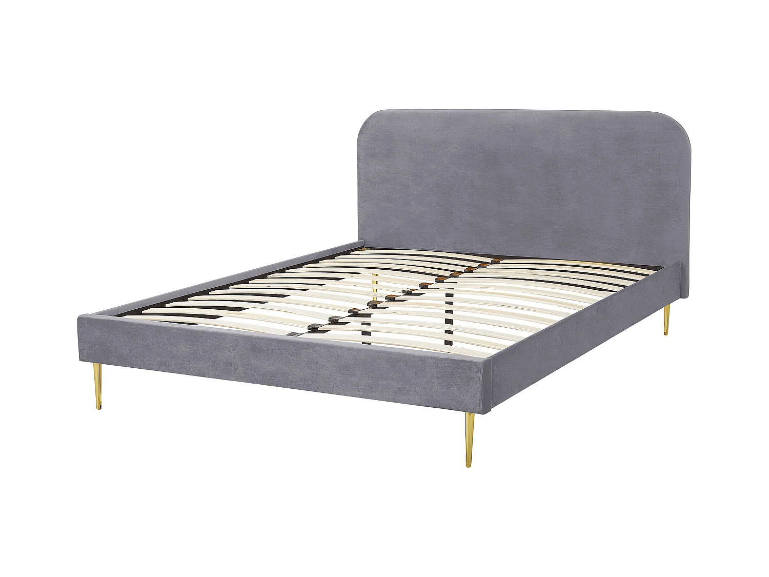 Cama Veludo FLAYAT 160 x 200 cm Cinzento