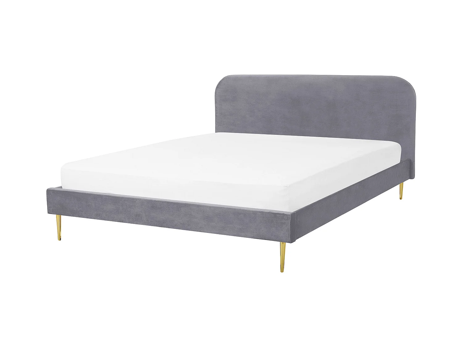 Lit avec sommier Velours FLAYAT 160 x 200 cm Gris
