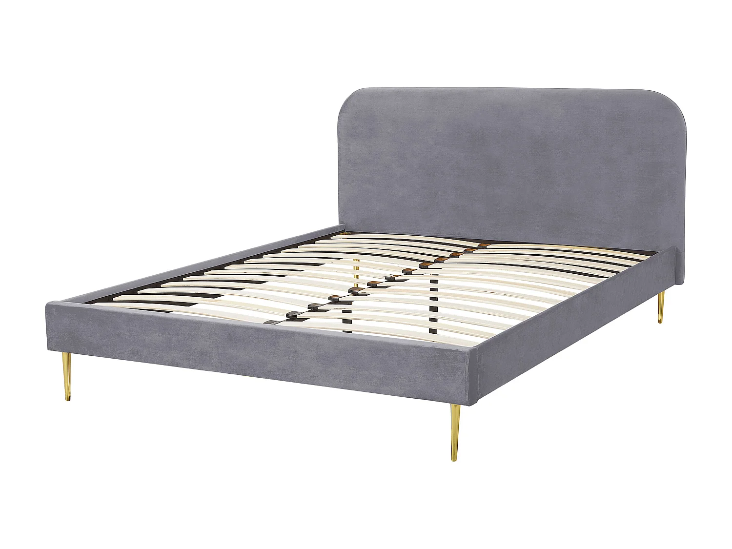 Cama Veludo FLAYAT 160 x 200 cm Cinzento