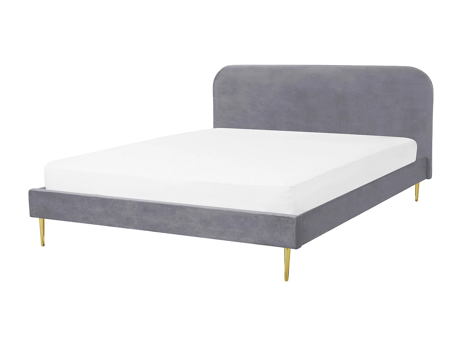 Lit avec sommier Velours FLAYAT 160 x 200 cm Gris