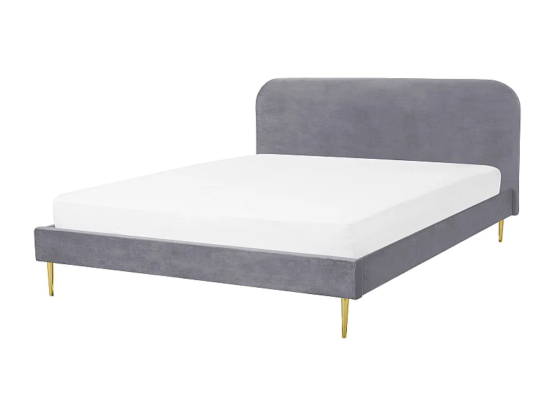 Cama Veludo FLAYAT 160 x 200 cm Cinzento