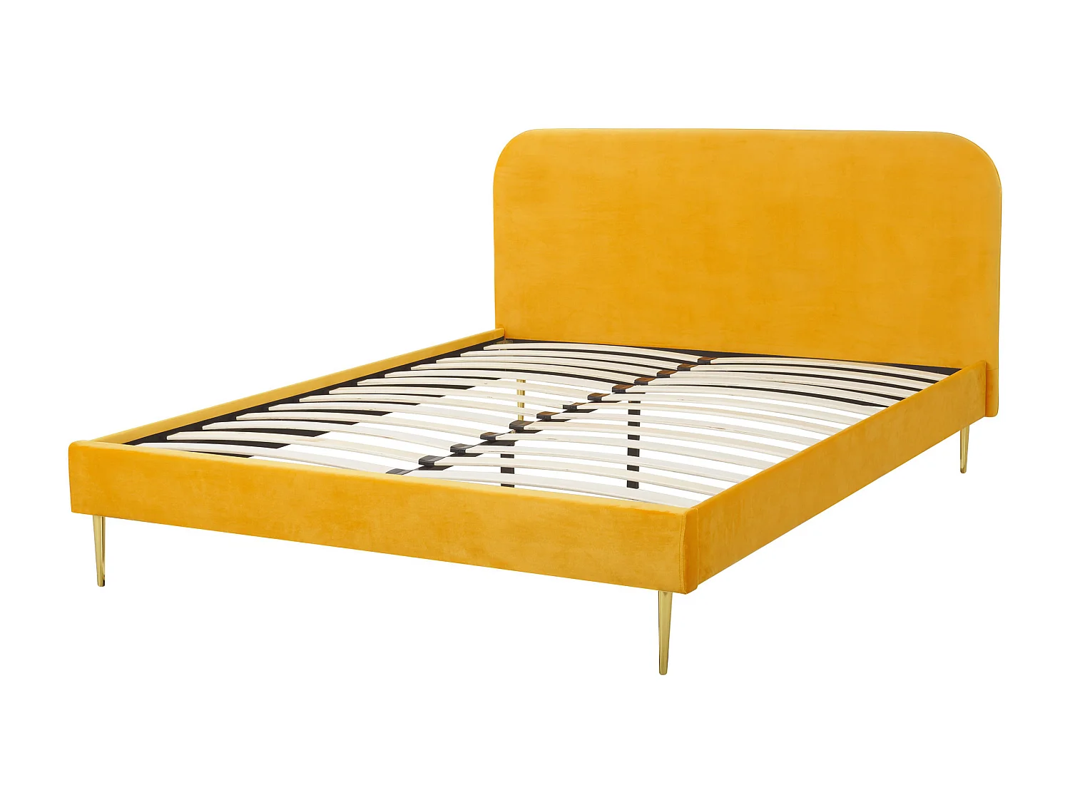 Bed Fluweel FLAYAT 160 x 200 cm Geel