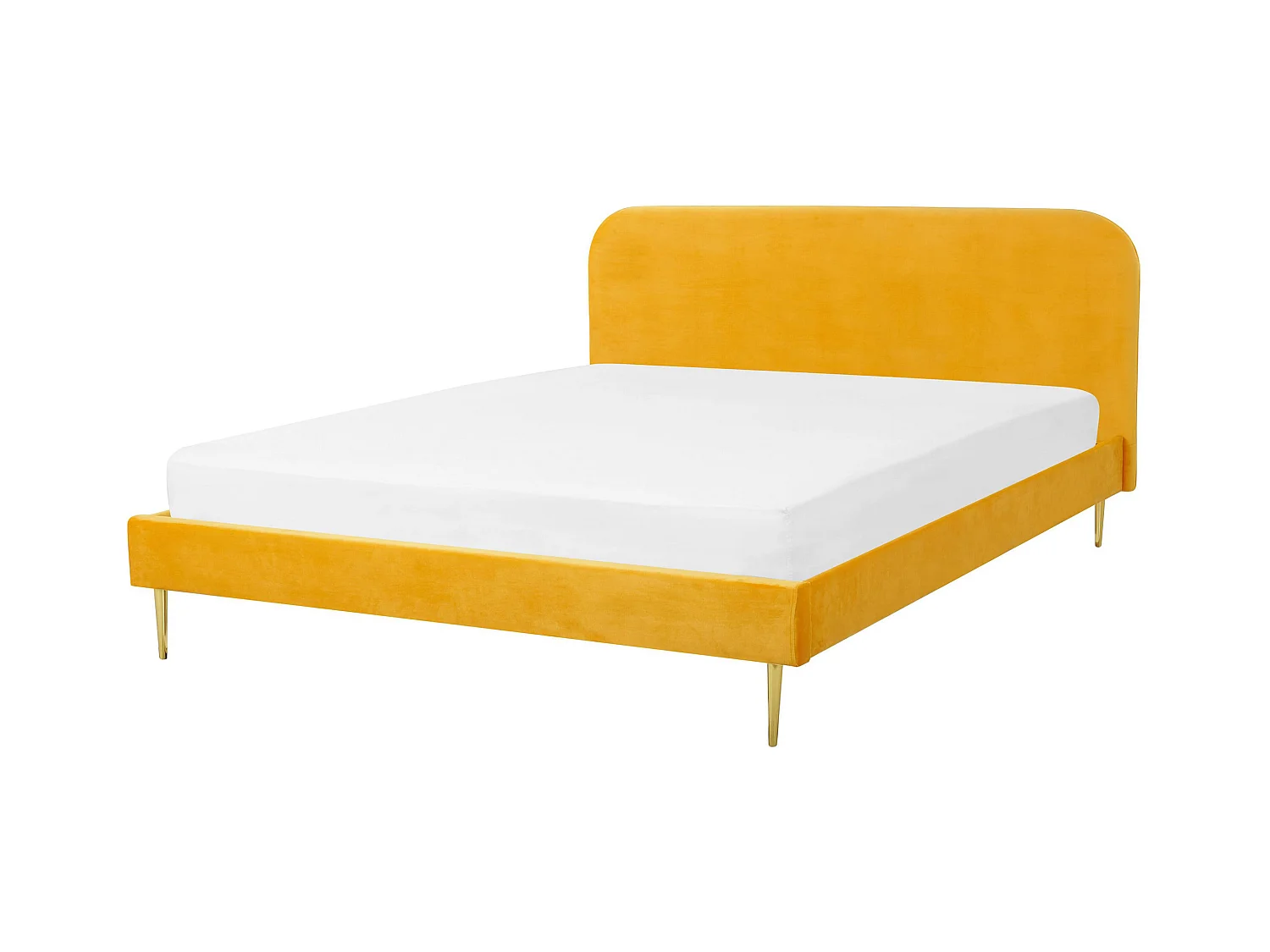 Lit avec sommier Velours FLAYAT 160 x 200 cm Jaune