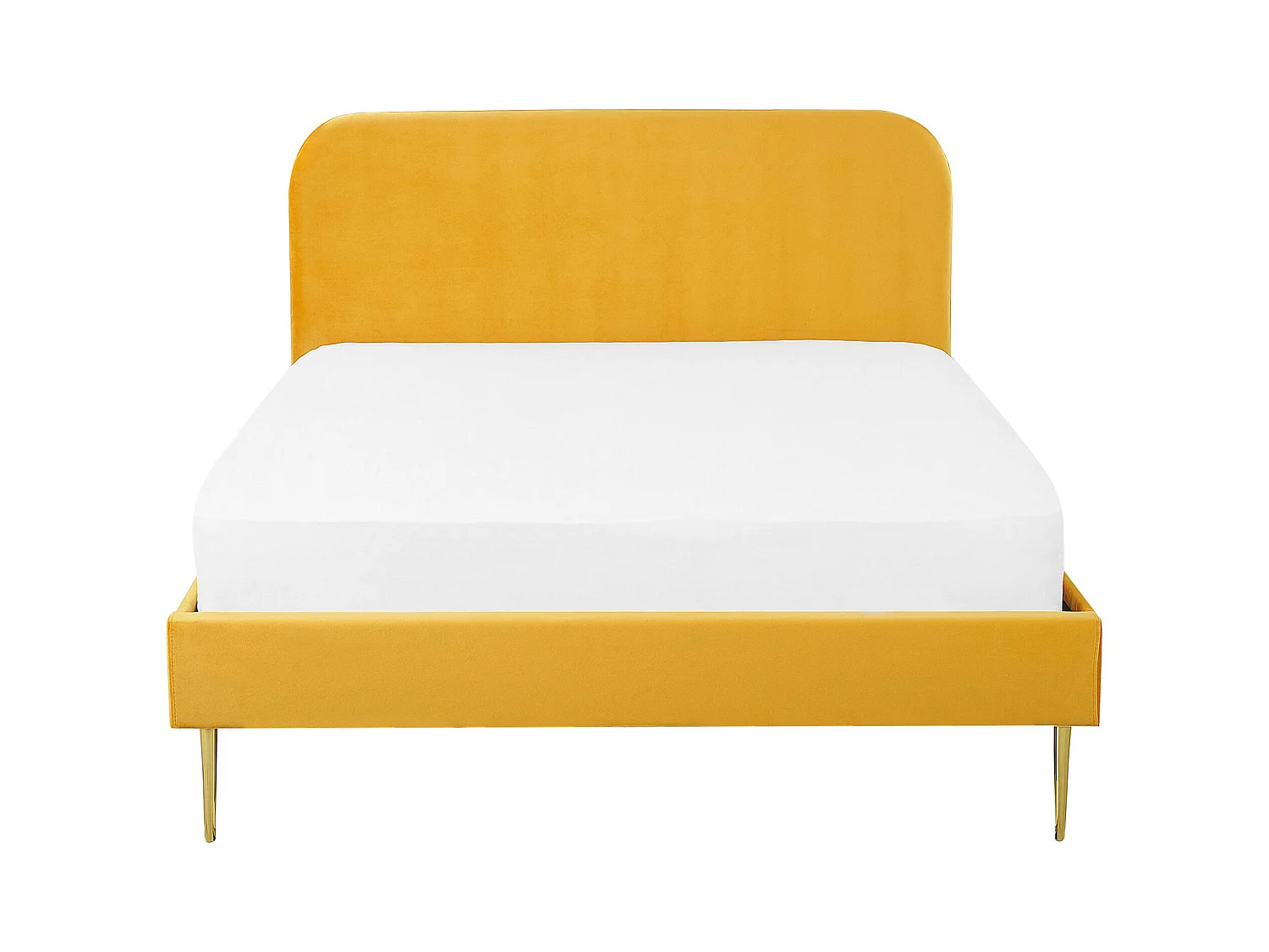 Lit avec sommier Velours FLAYAT 140 x 200 cm Jaune