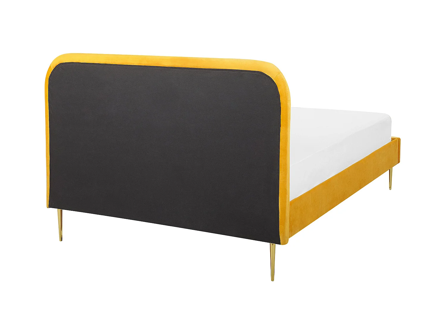 Lit avec sommier Velours FLAYAT 140 x 200 cm Jaune