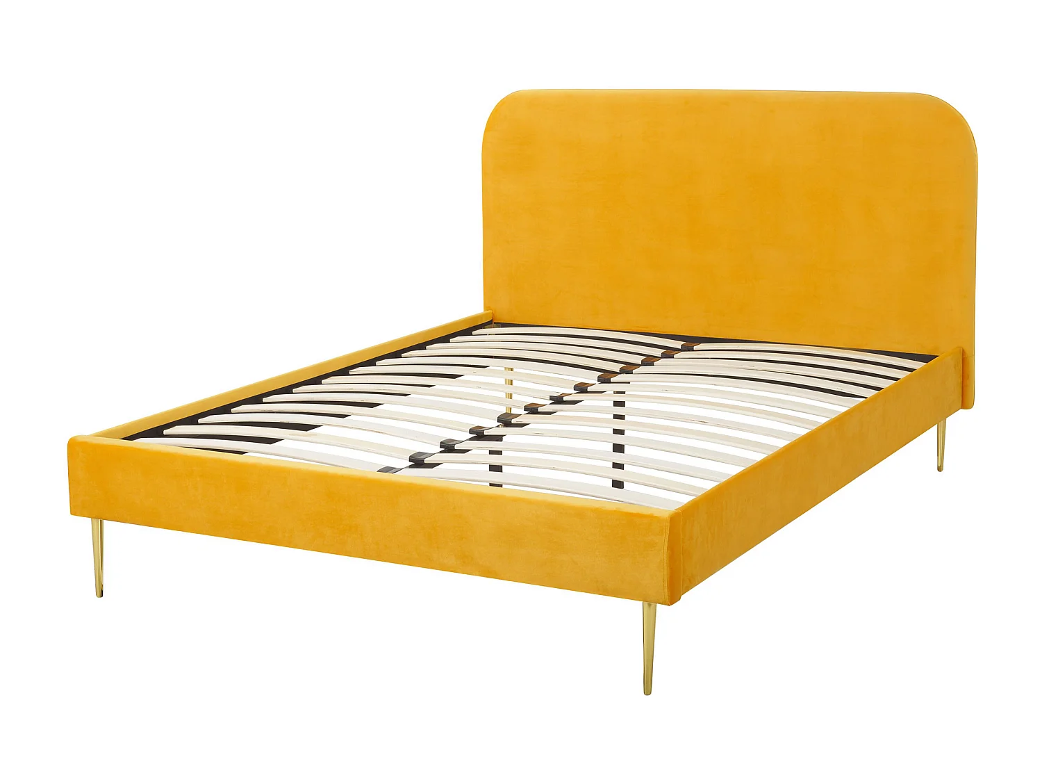 Bed Fluweel FLAYAT 140 x 200 cm Geel