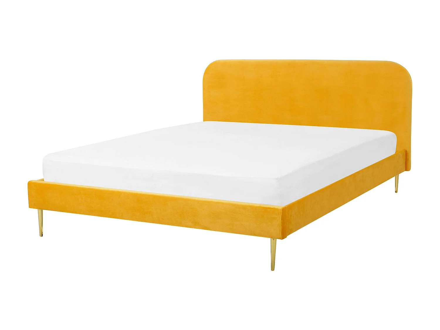 Bed Fluweel FLAYAT 140 x 200 cm Geel