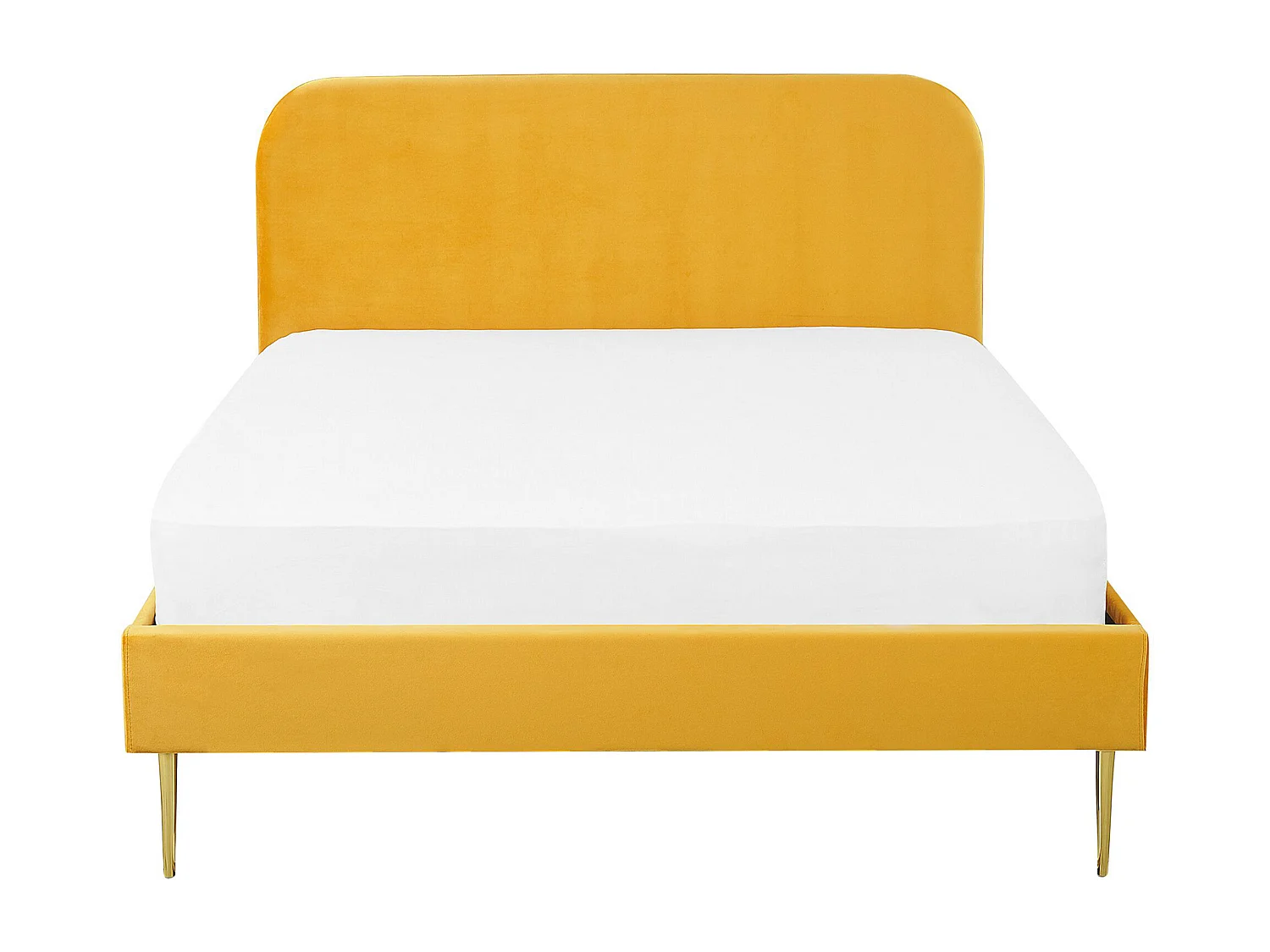 Bed Fluweel FLAYAT 140 x 200 cm Geel