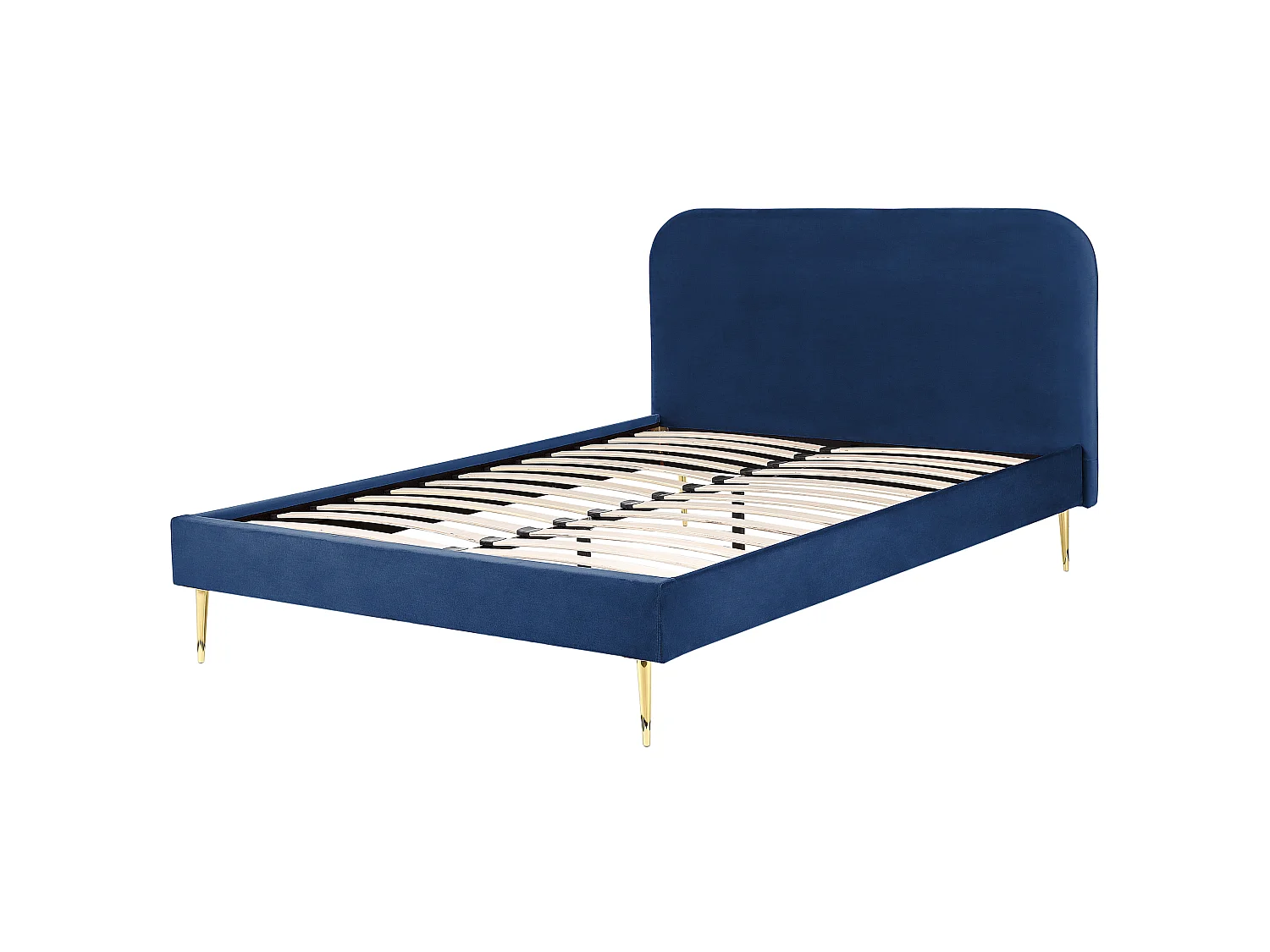 Lit avec sommier Velours FLAYAT 160 x 200 cm Bleu marine