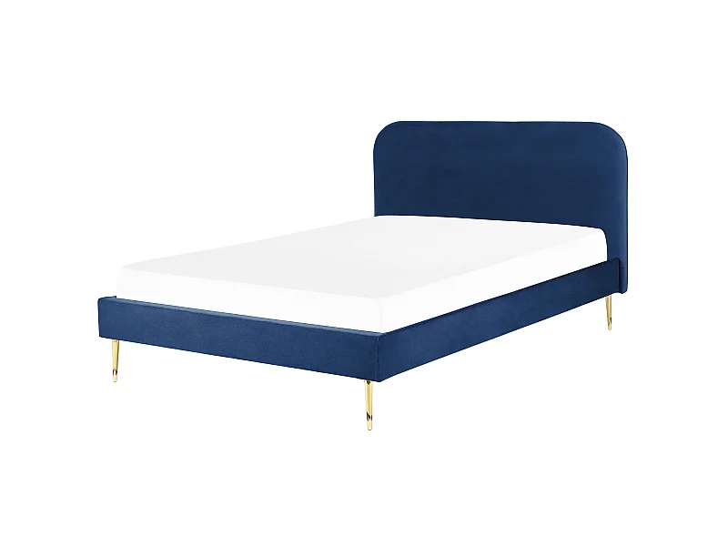 Bed Fluweel FLAYAT 160 x 200 cm Marineblauw