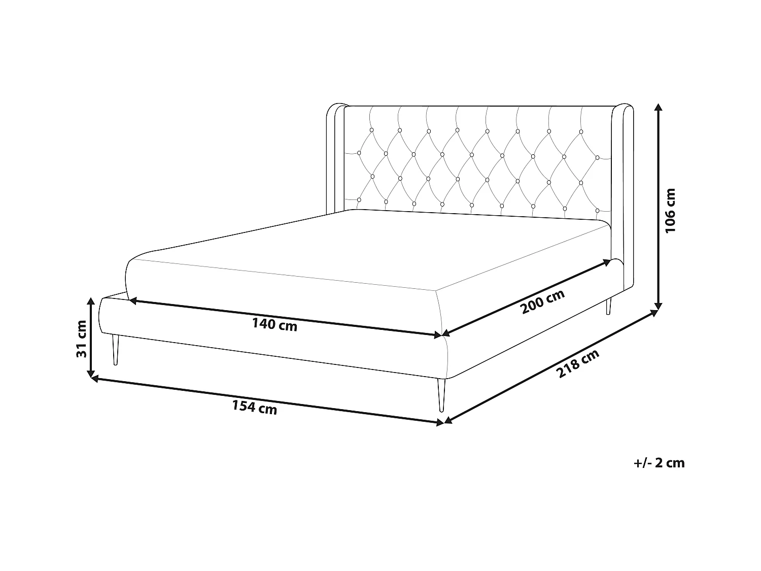 Bed Fluweel FORBACH 140 x 200 cm Grijs