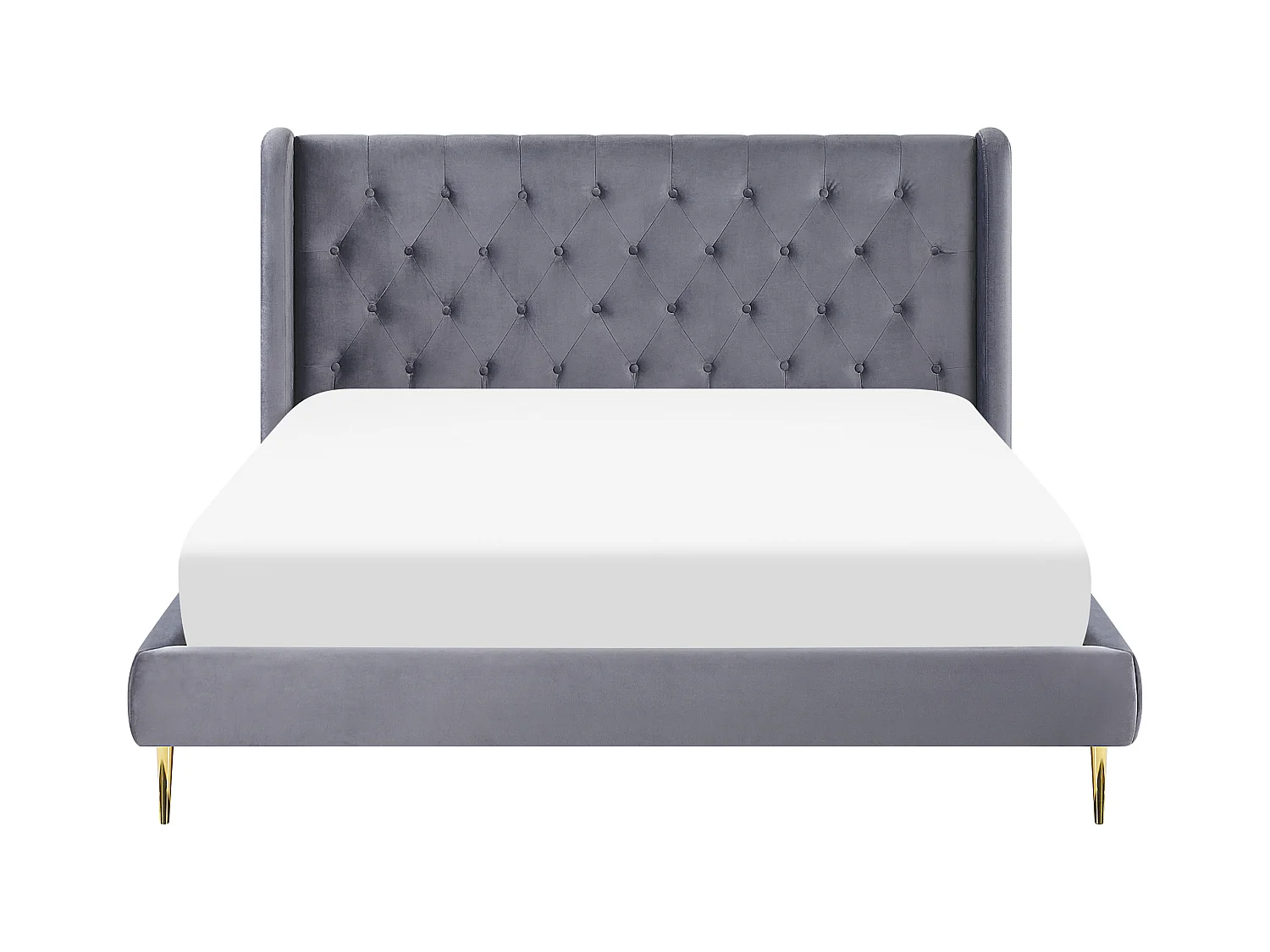 Bed Fluweel FORBACH 140 x 200 cm Grijs