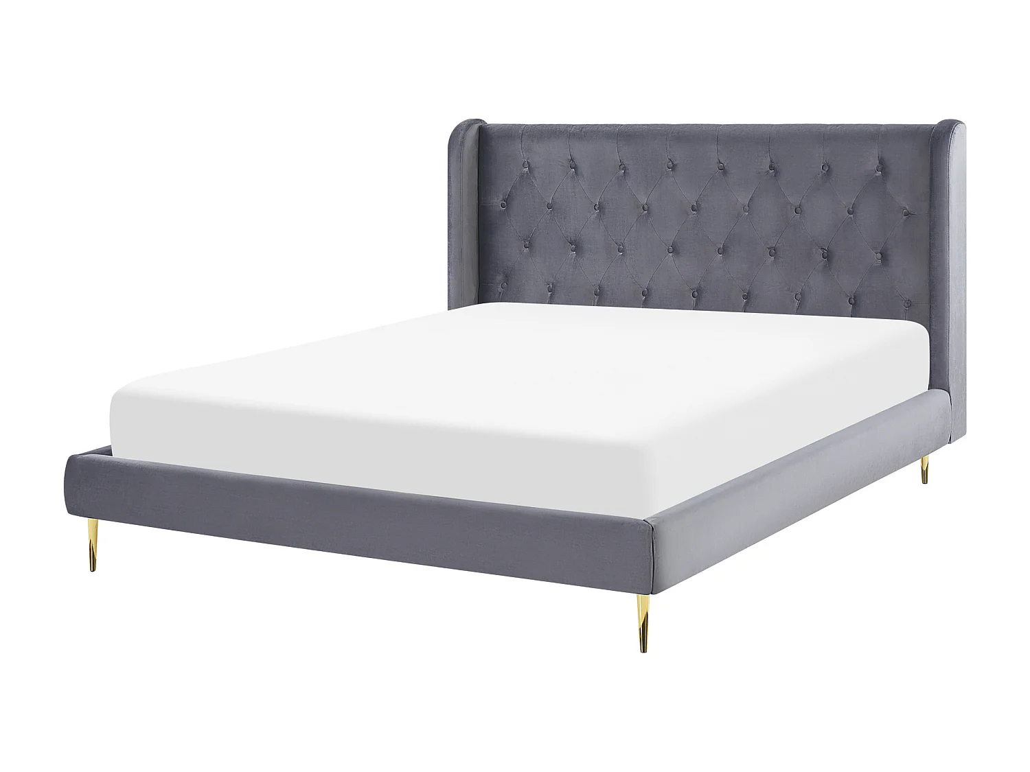 Lit avec sommier Velours FORBACH 140 x 200 cm Gris