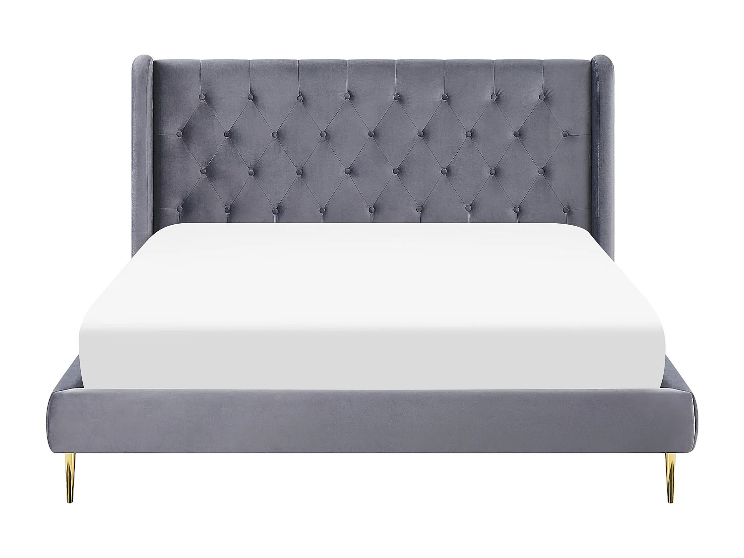 Lit avec sommier Velours FORBACH 140 x 200 cm Gris