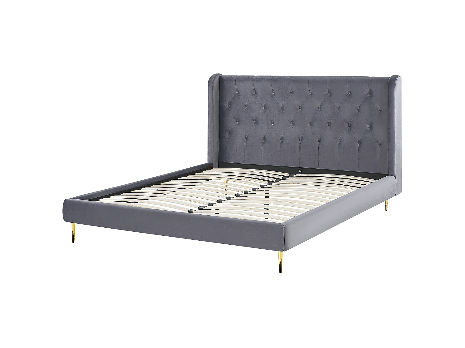 Bed Fluweel FORBACH 140 x 200 cm Grijs