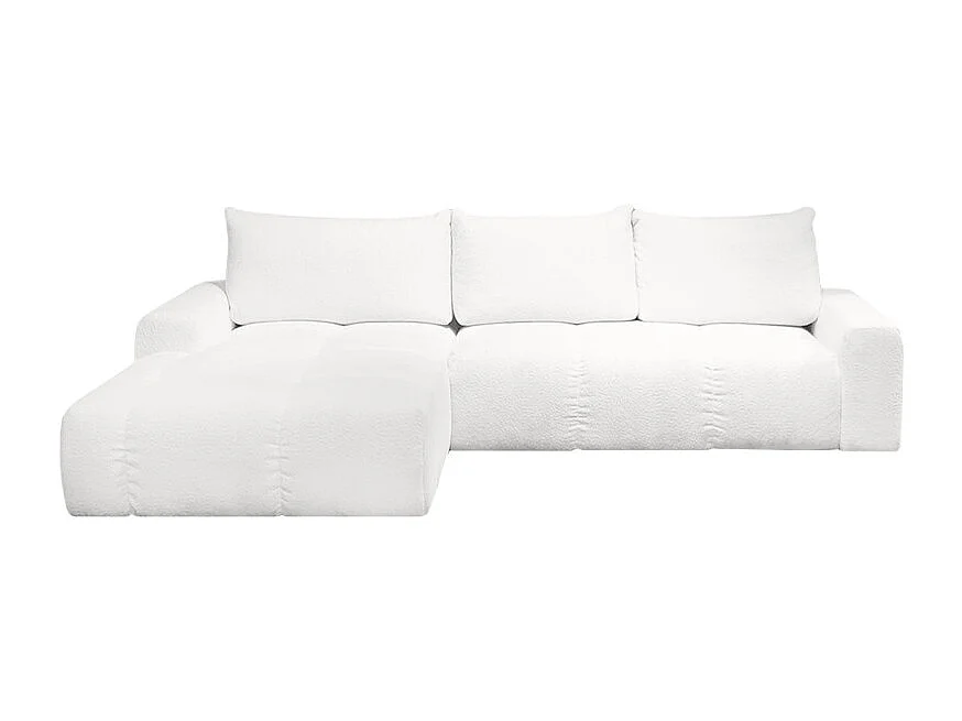 Canapé d'angle gauche convertible tissu bouclette blanc 304 cm - VOLT