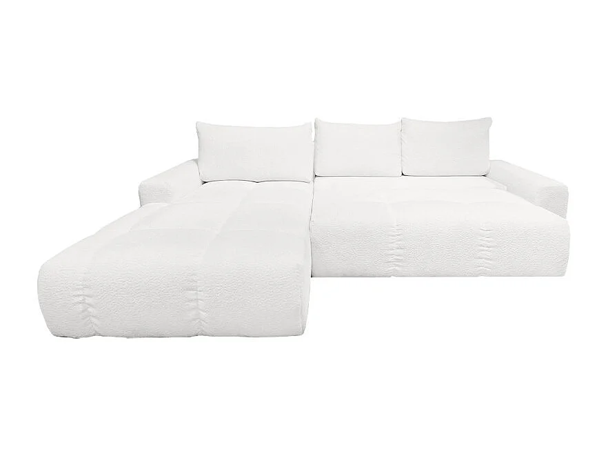 Canapé d'angle gauche convertible tissu bouclette blanc 304 cm - VOLT