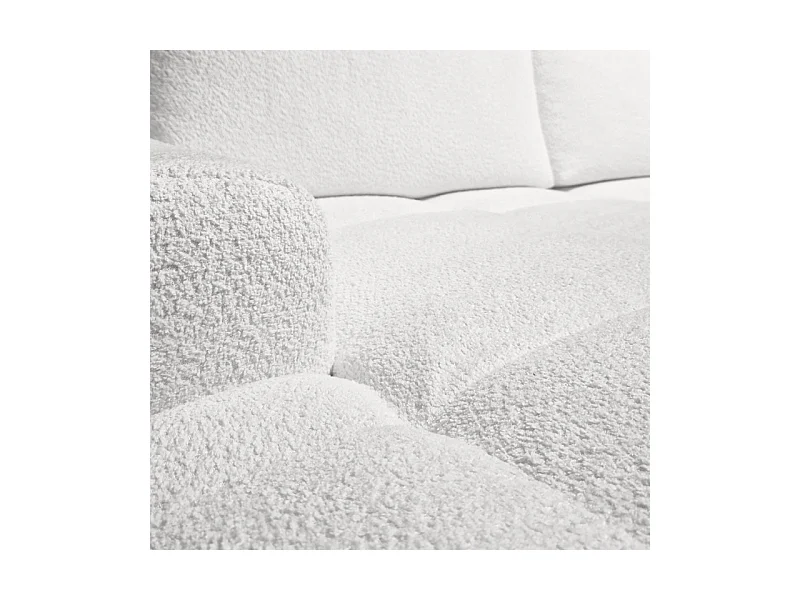 Canapé d'angle droit convertible tissu bouclette blanc 304 cm - VOLT