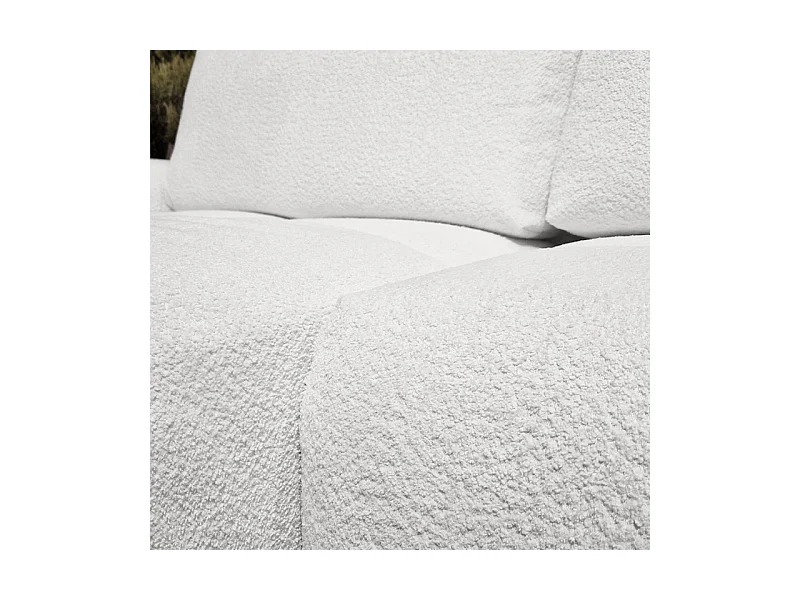 Canapé d'angle droit convertible tissu bouclette blanc 304 cm - VOLT