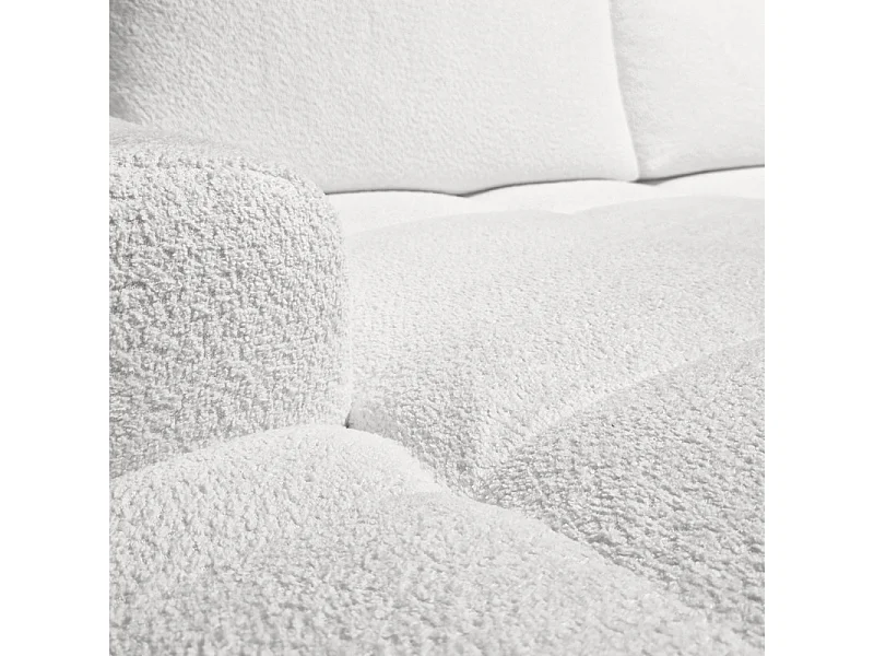 Canapé d'angle droit convertible tissu bouclette blanc 304 cm - VOLT