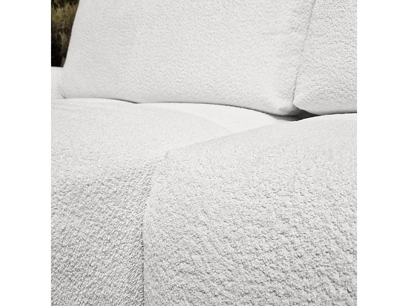 Canapé d'angle droit convertible tissu bouclette blanc 304 cm - VOLT