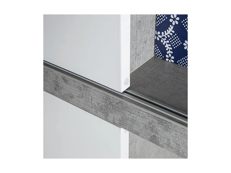 Bibliothèque H.195 cm décor béton texturé et blanc laqué - GRANIT