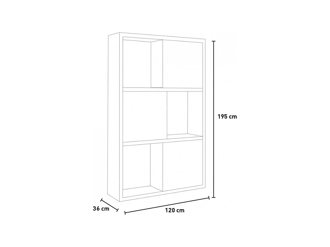 Bibliothèque H.195 cm décor béton texturé et blanc laqué - GRANIT