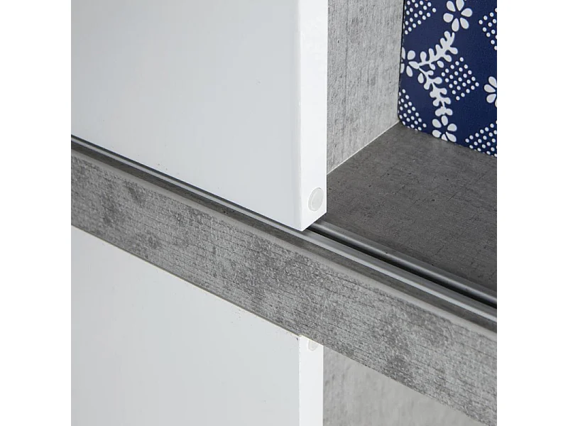 Bibliothèque H.195 cm décor béton texturé et blanc laqué - GRANIT