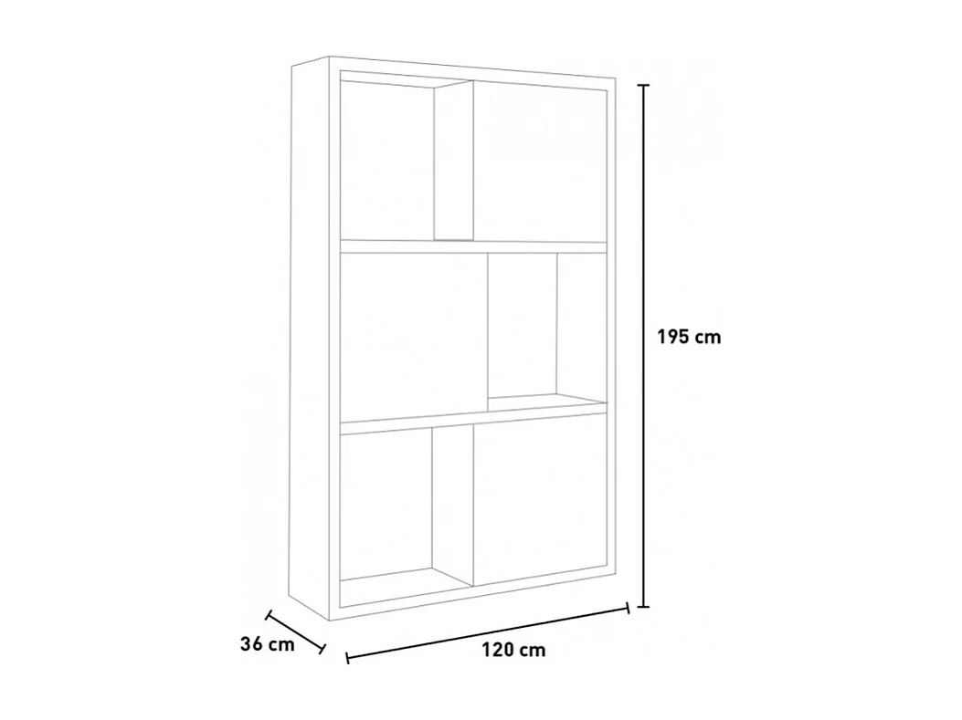 Bibliothèque H.195 cm décor béton texturé et blanc laqué - GRANIT