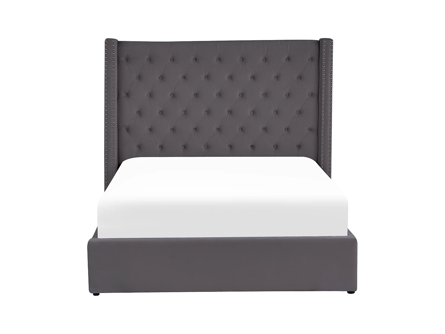 Cama con almacenaje Terciopelo LUBBON 140 x 200 cm Gris