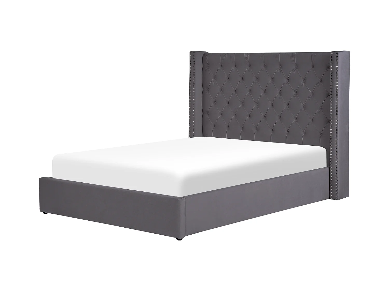 Cama con almacenaje Terciopelo LUBBON 140 x 200 cm Gris