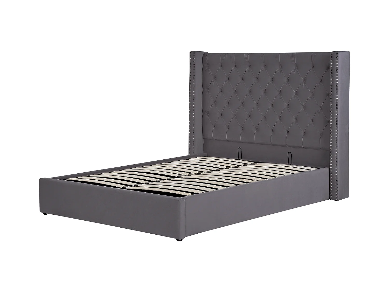 Cama con almacenaje Terciopelo LUBBON 140 x 200 cm Gris