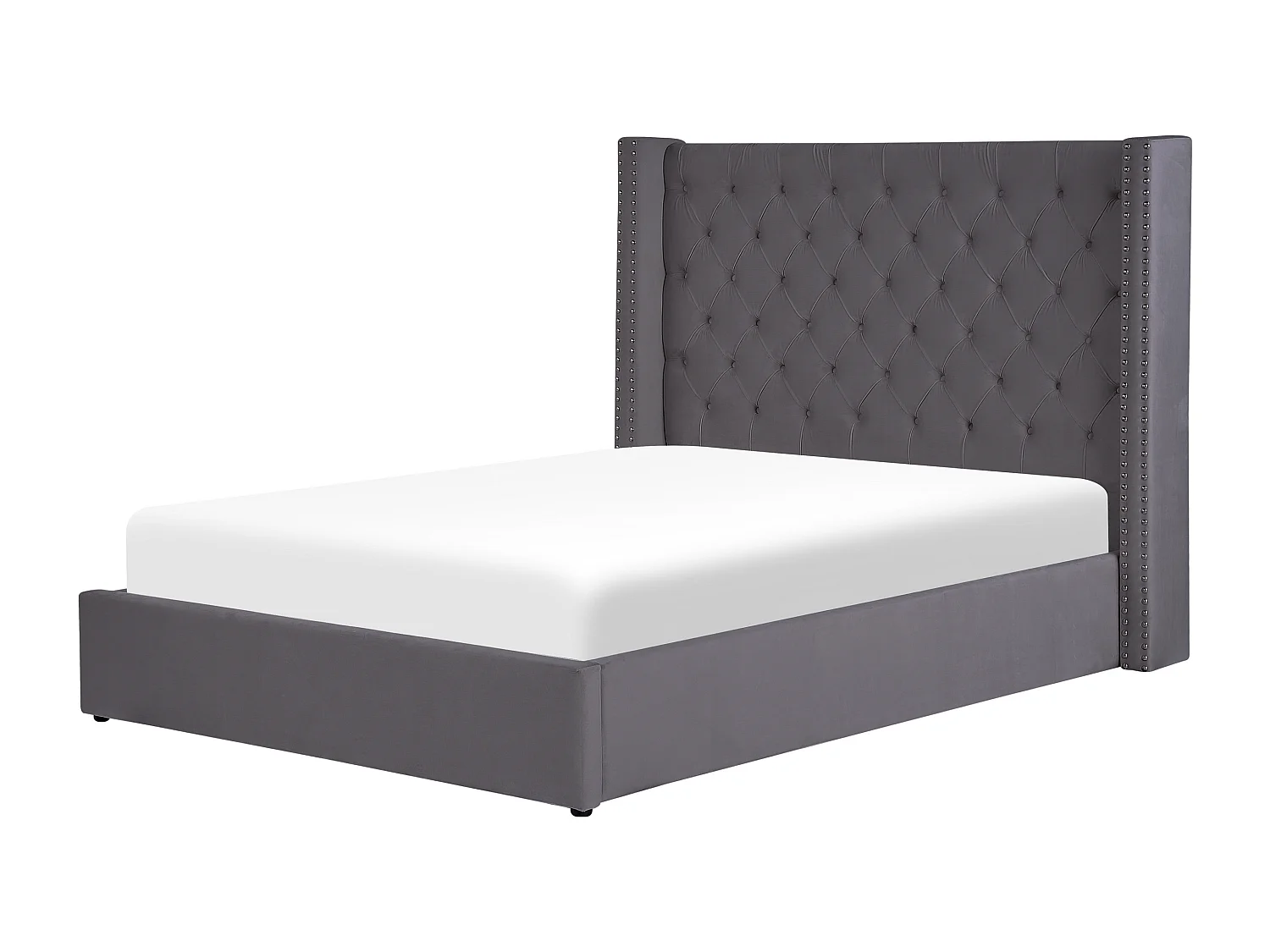 Bed met opbergruimte Fluweel LUBBON 140 x 200 cm Grijs