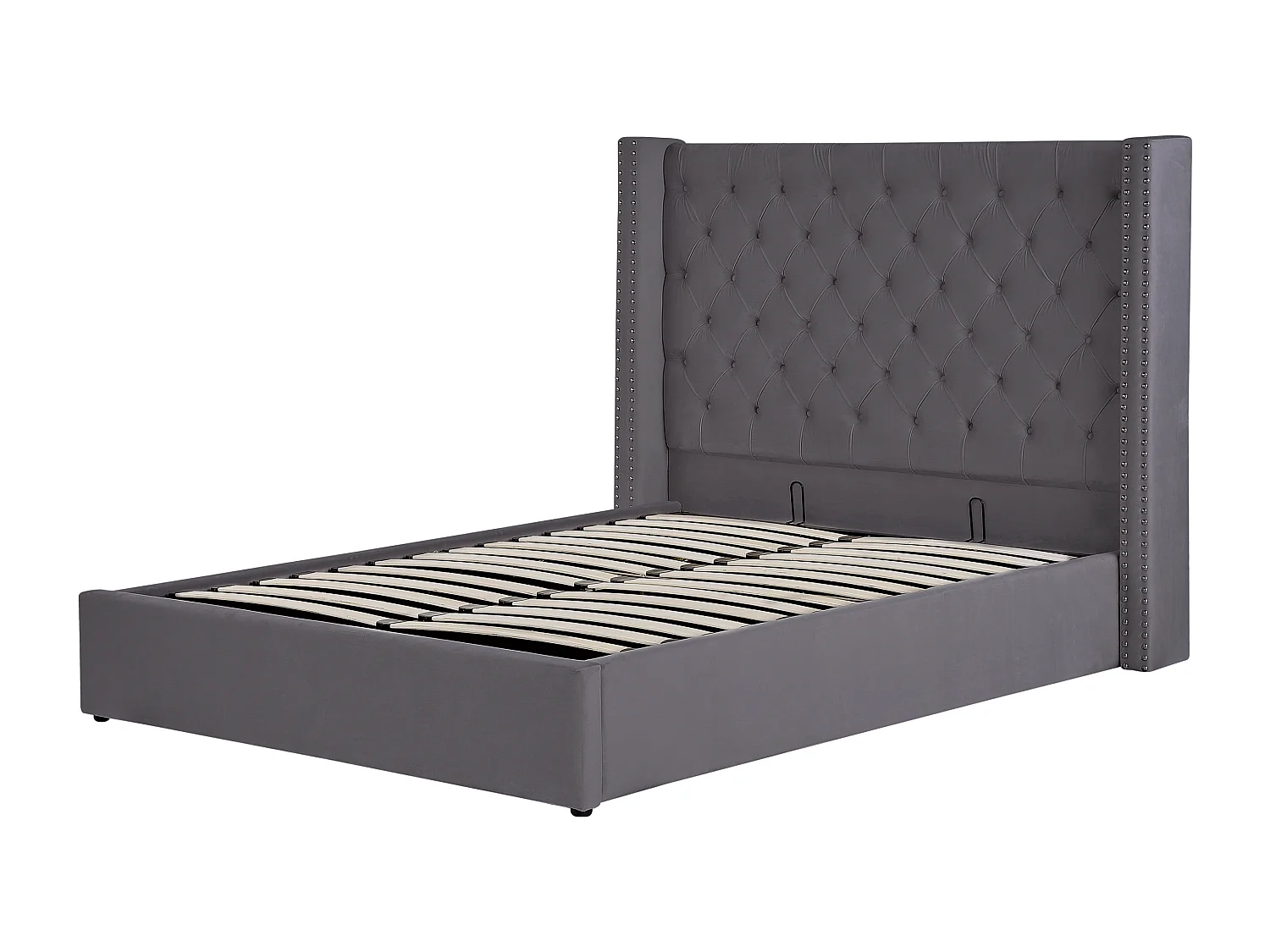 Bed met opbergruimte Fluweel LUBBON 140 x 200 cm Grijs