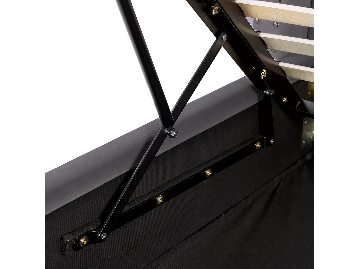 Polsterbett Samtstoff hohes Kopfteil in Grau 140 x 200 cm Bettkasten Lubbon