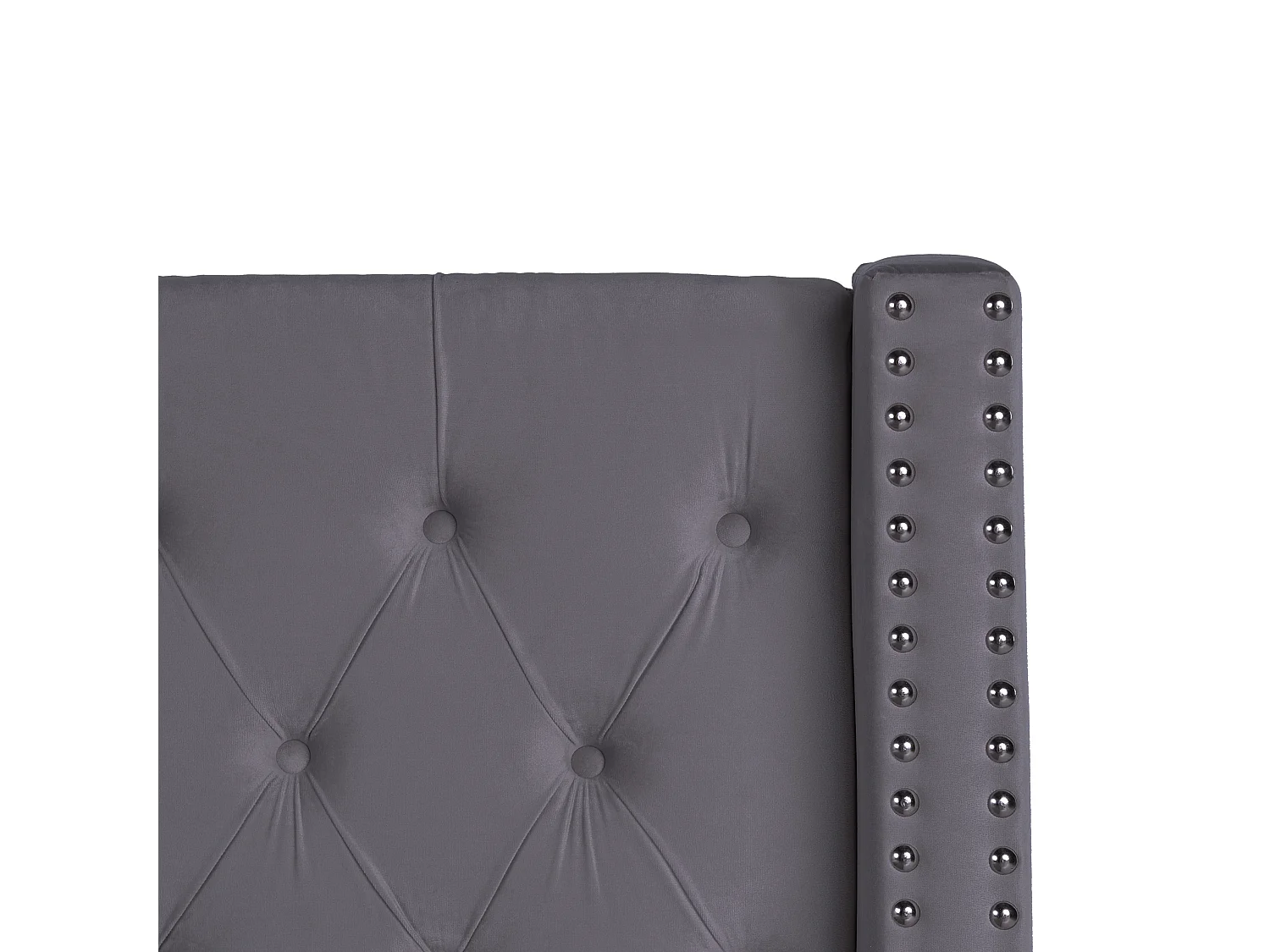 Polsterbett Samtstoff hohes Kopfteil in Grau 140 x 200 cm Bettkasten Lubbon