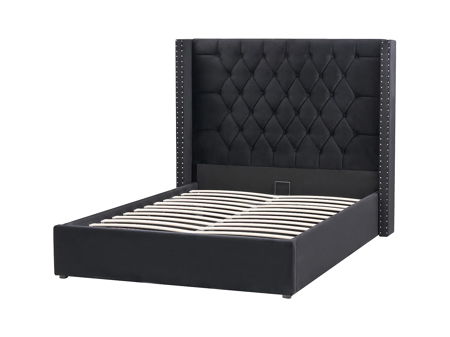Bed met opbergruimte Fluweel LUBBON 140 x 200 cm Zwart