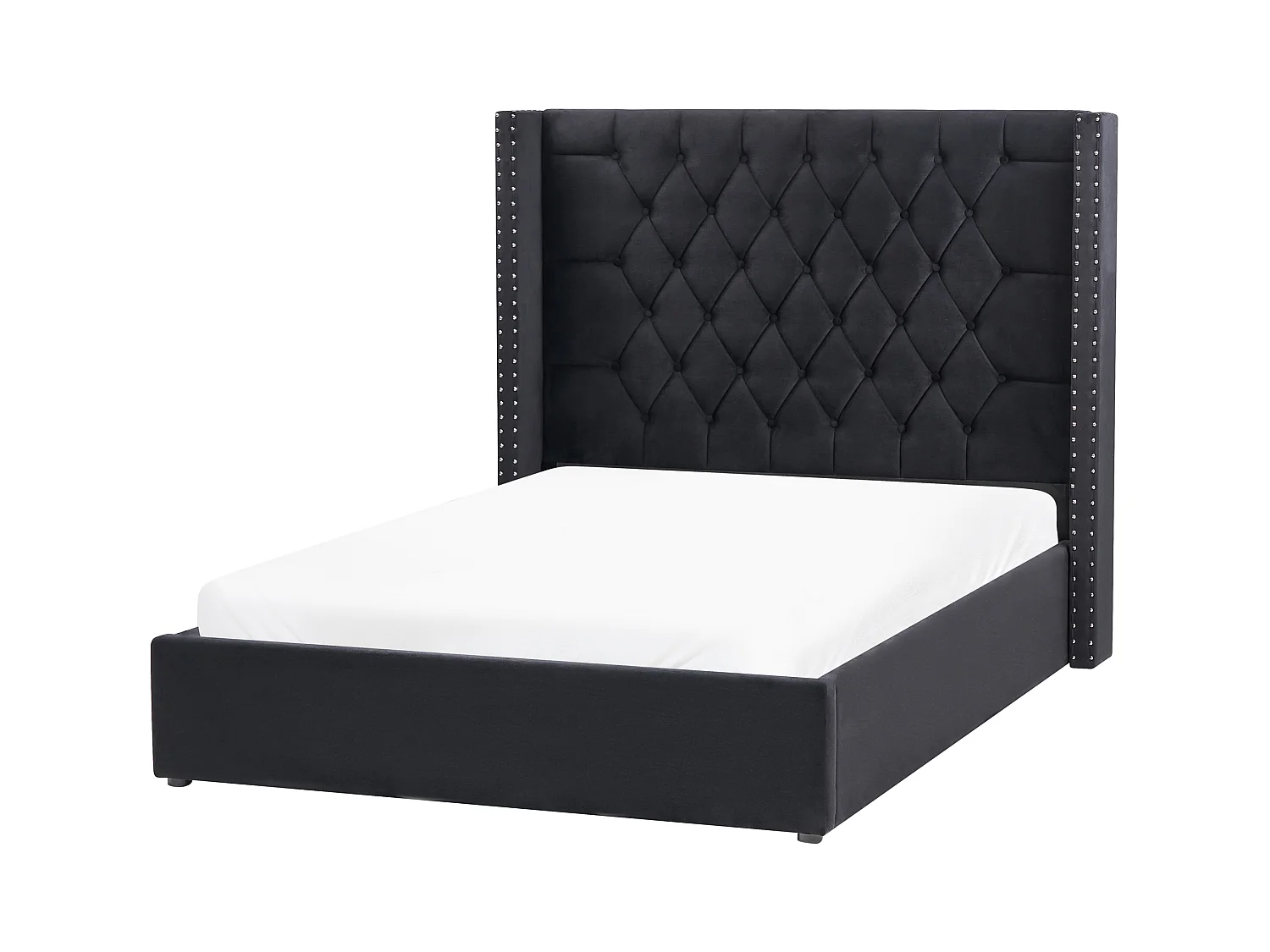 Bed met opbergruimte Fluweel LUBBON 140 x 200 cm Zwart