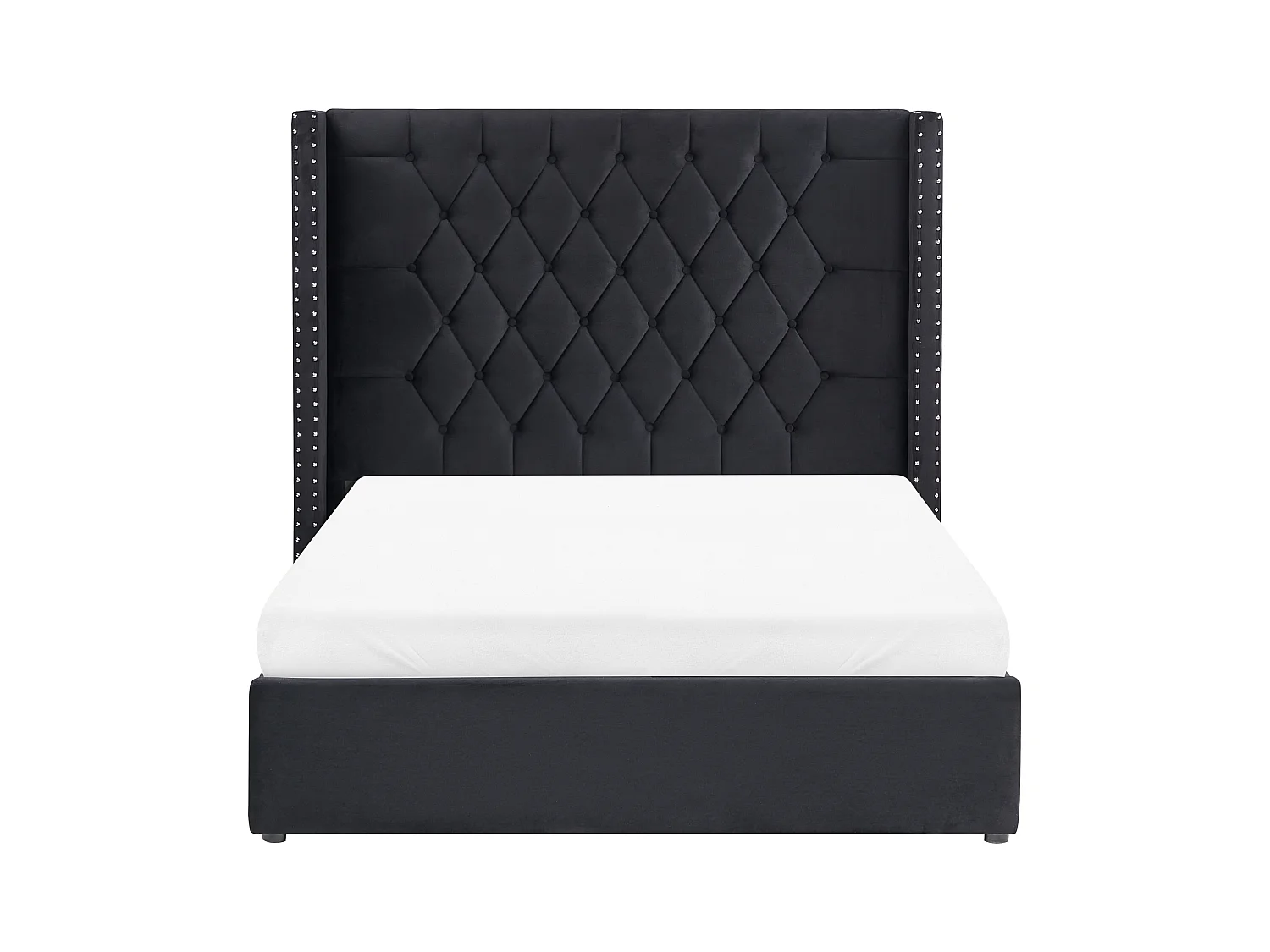 Bed met opbergruimte Fluweel LUBBON 140 x 200 cm Zwart