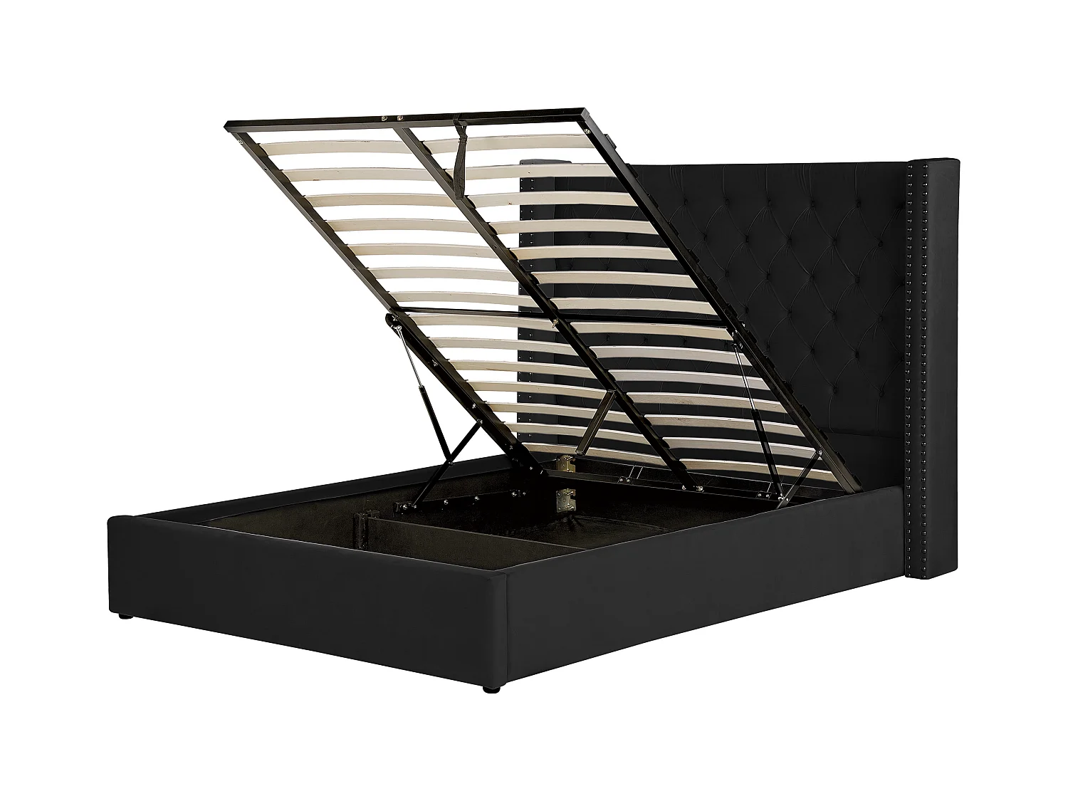 Lit ottoman Velours LUBBON 140 x 200 cm Noir