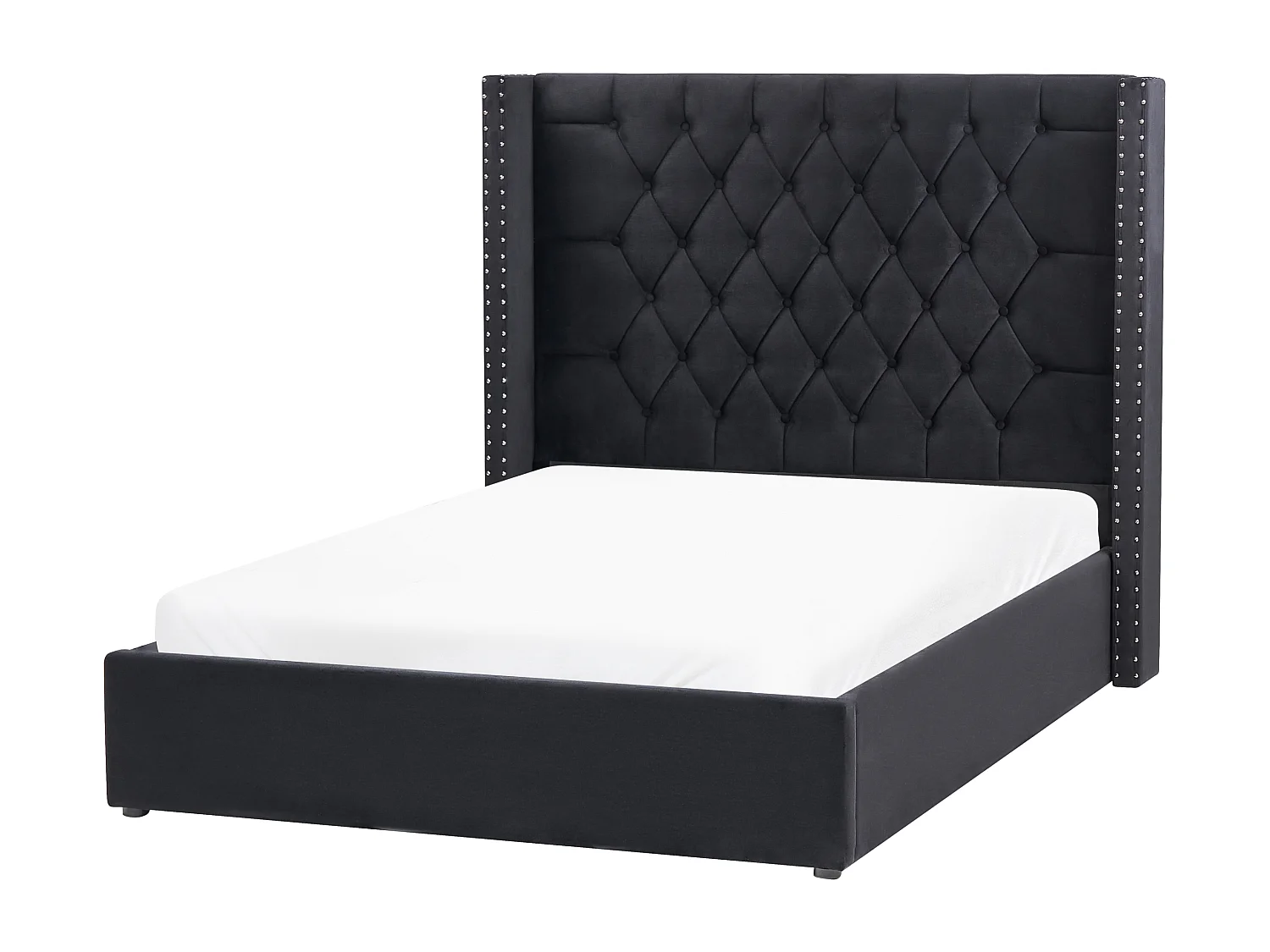 Lit ottoman Velours LUBBON 140 x 200 cm Noir